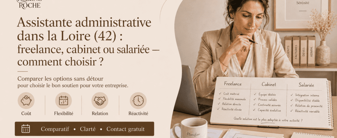 Assistante administrative dans la Loire (42) : freelance, cabinet ou salariée — comment choisir ?